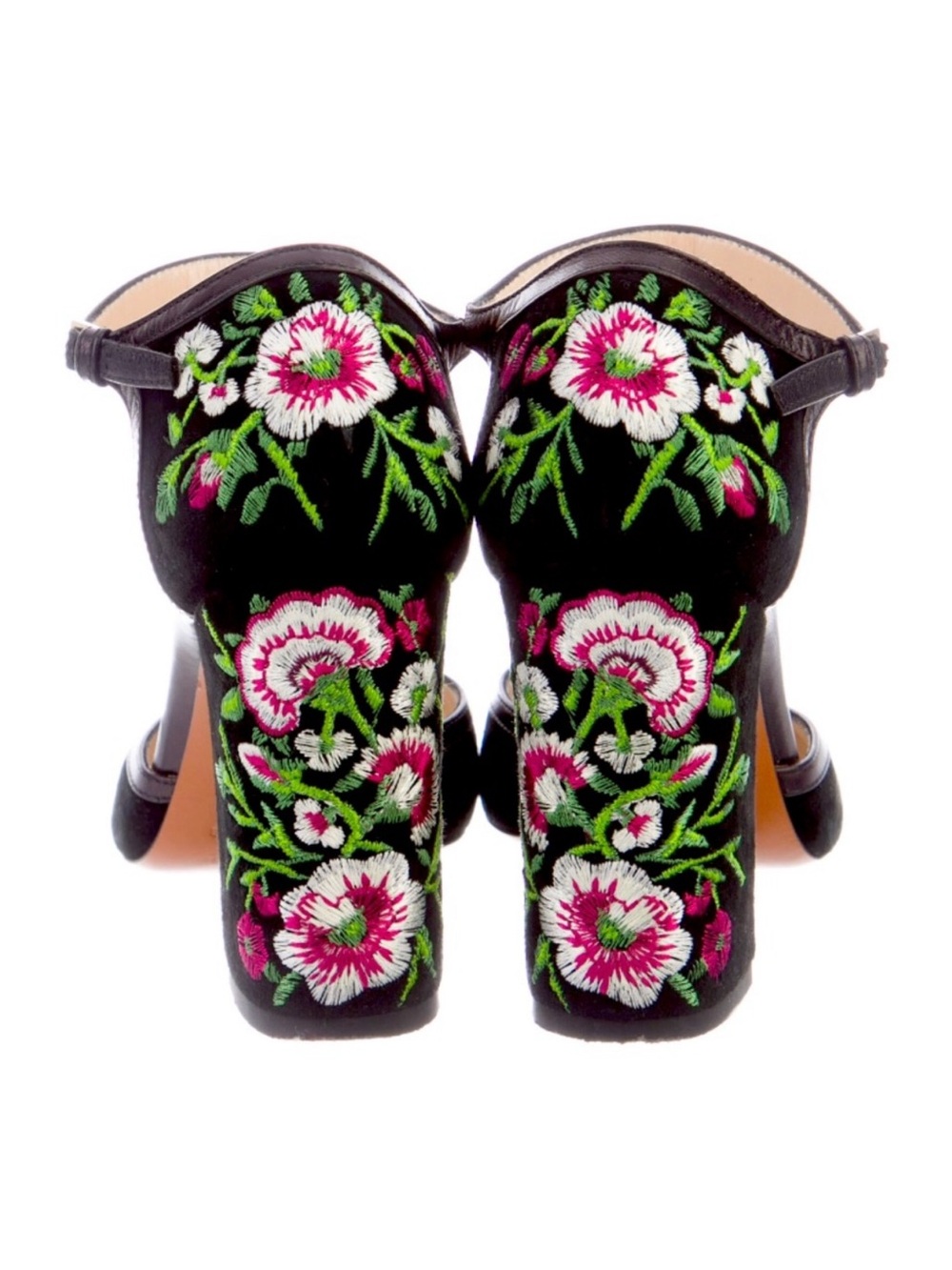 Etro Suede Floral Embroidery D’Orsay Pumps